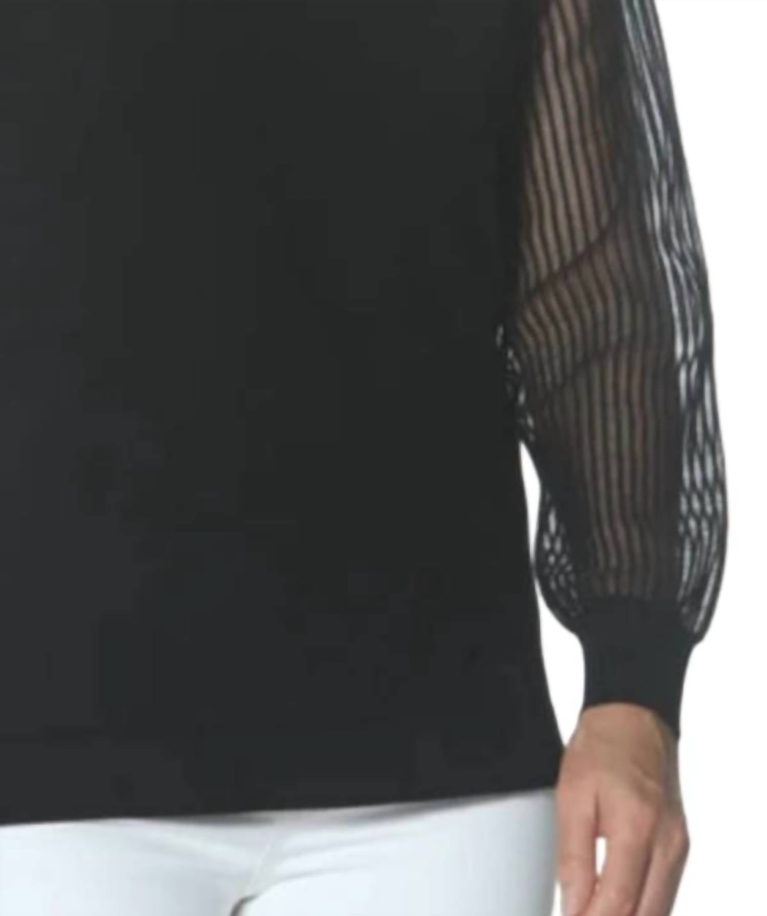 J'Envie/Eli - V-neck Sheer Sleeve Top