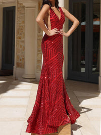 Jovani - V-neck Sleeveless Gown