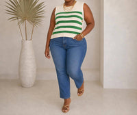 She + Sky - Striped Button Detail Sweater