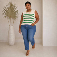 She + Sky - Striped Button Detail Sweater