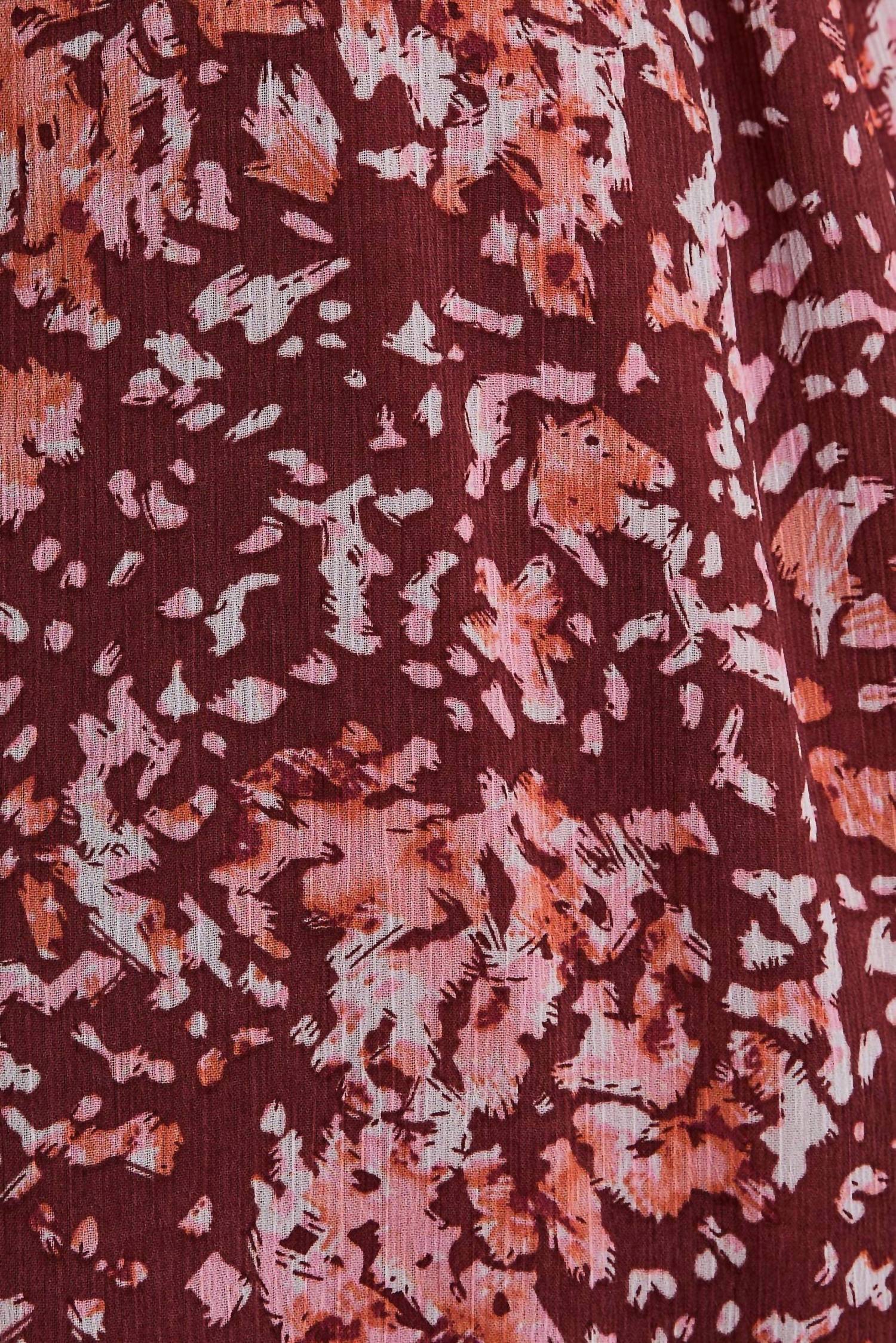 GILLI Women's Square Neck Top in burgundy multi - women's blouse - alternate view