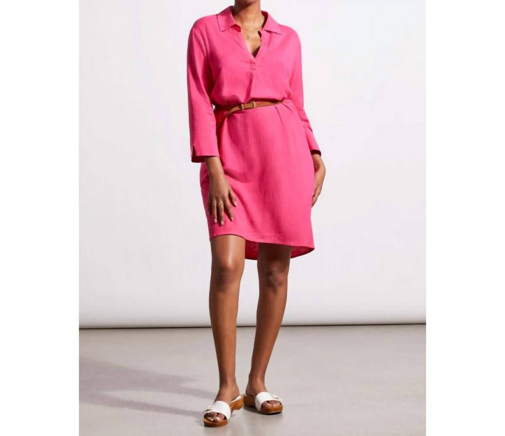 Tribal - Three-quarter Sleeve Mini Dress With Pockets