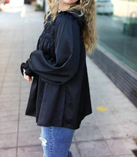 Haptics - Mock Neck Satin Long Sleeve Blouse