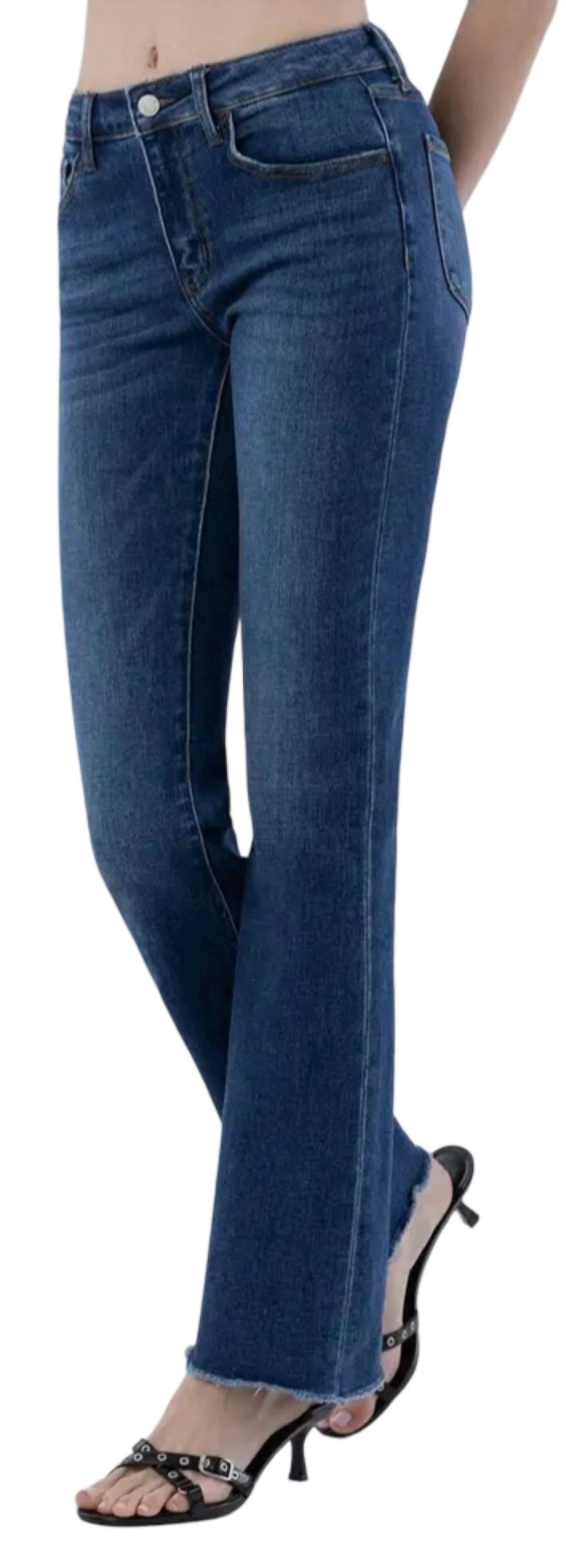 Lovervet - Women's Mid Rise Raw Hem Bootcut Jeans