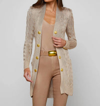 L'Agence Penelope Cabled Cardigan in almond gold - women's cardigan