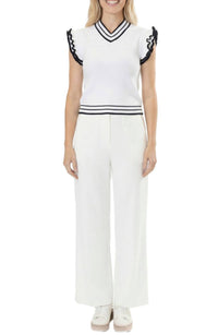 Area Stars Women's Trim Knit Top in white black - women's tank top - view 4