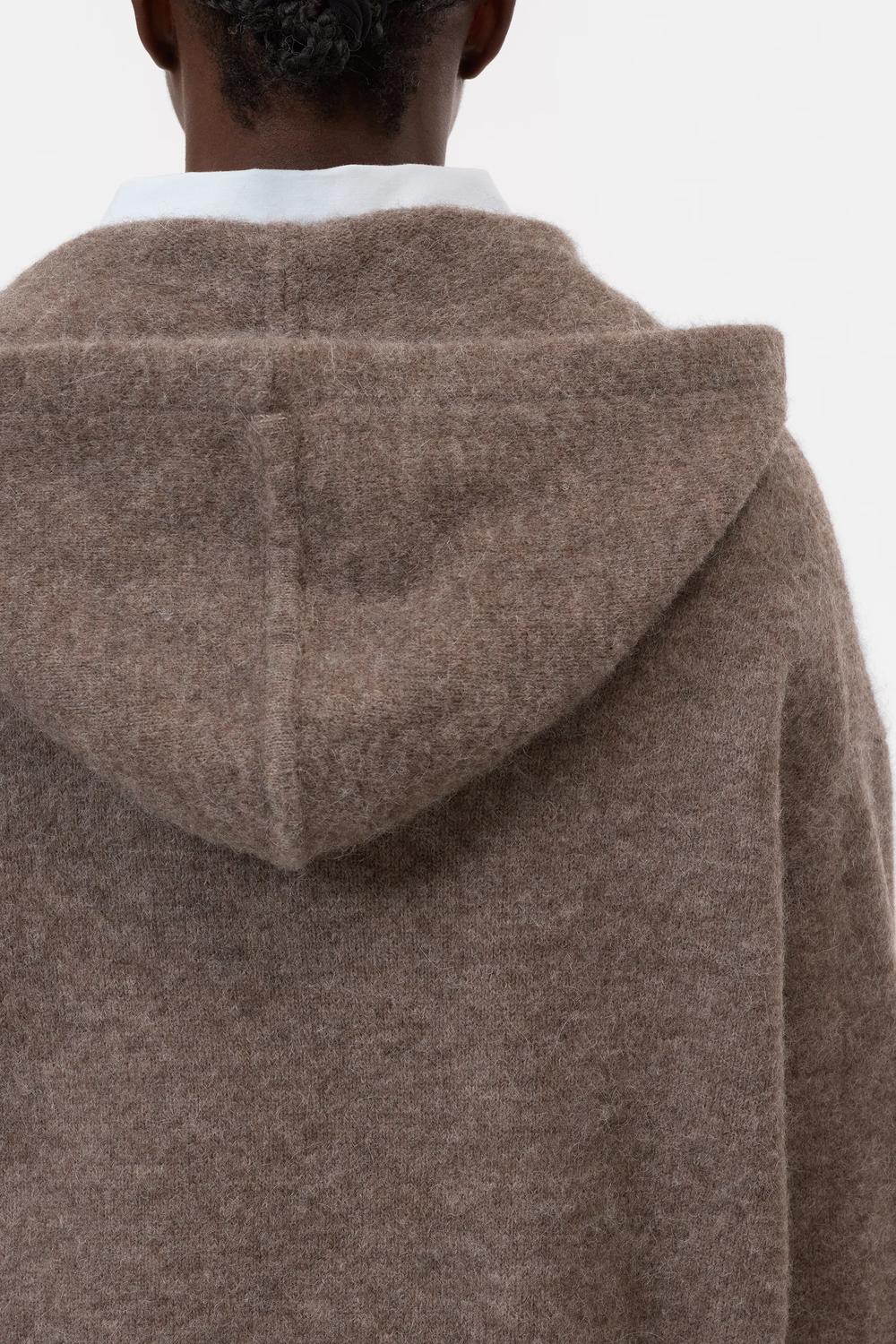 CLOSED Alpaca Wool Mix Hoodie in clay beige - women's top - view 5