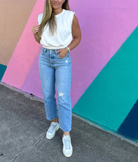 She + Sky - Pleat Detail Bubble Hem Top
