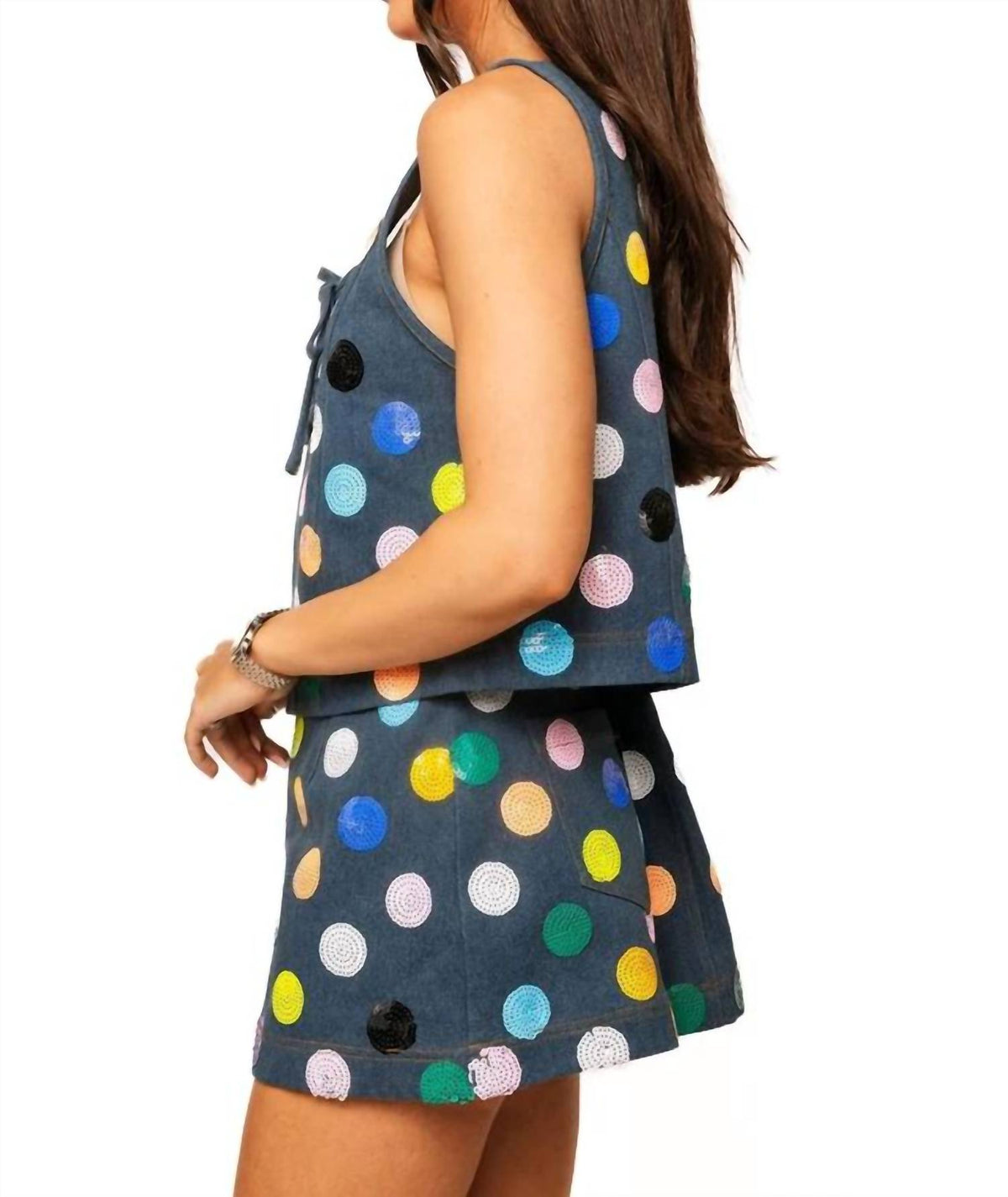 Queen Of Sparkles - Polka Dot Tie Tank Top