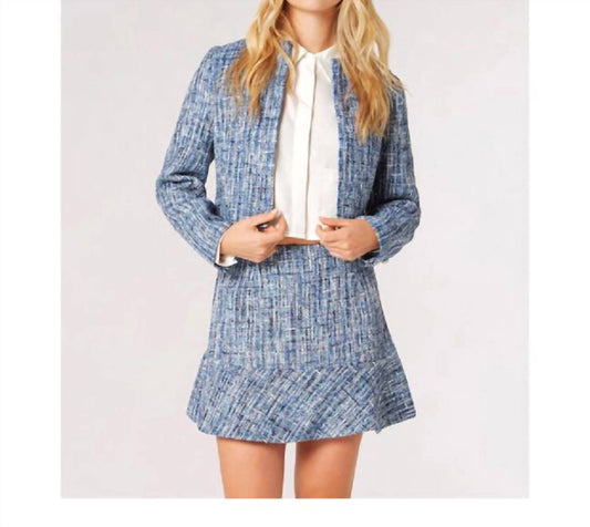 Apricot - Textured Tweed Collarless Blazer