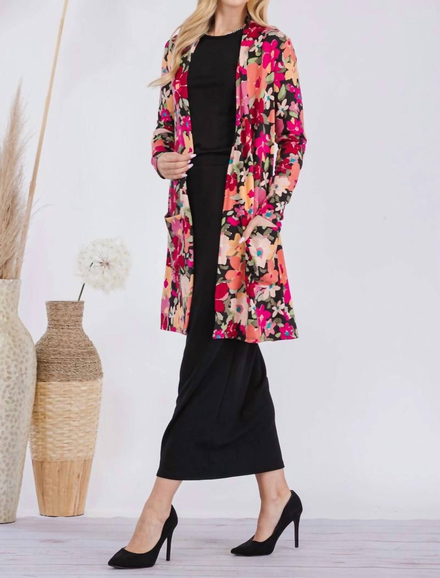 Celeste - Floral Long Sleeve Cardigan