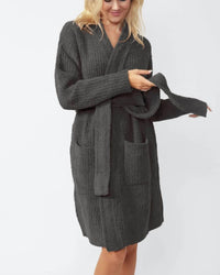 Sunday Citizen Snug Ribbed Cardigan in granite - women's cardigan - detail view