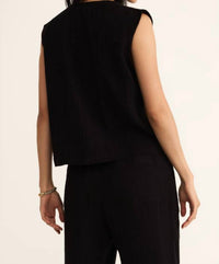 Z Supply Cliffside V-neck Airy Top in black - women's tank top - alternate view