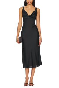 Katie May - Women's Draped Deep Front And Back Neckline Heidi Midi Dress