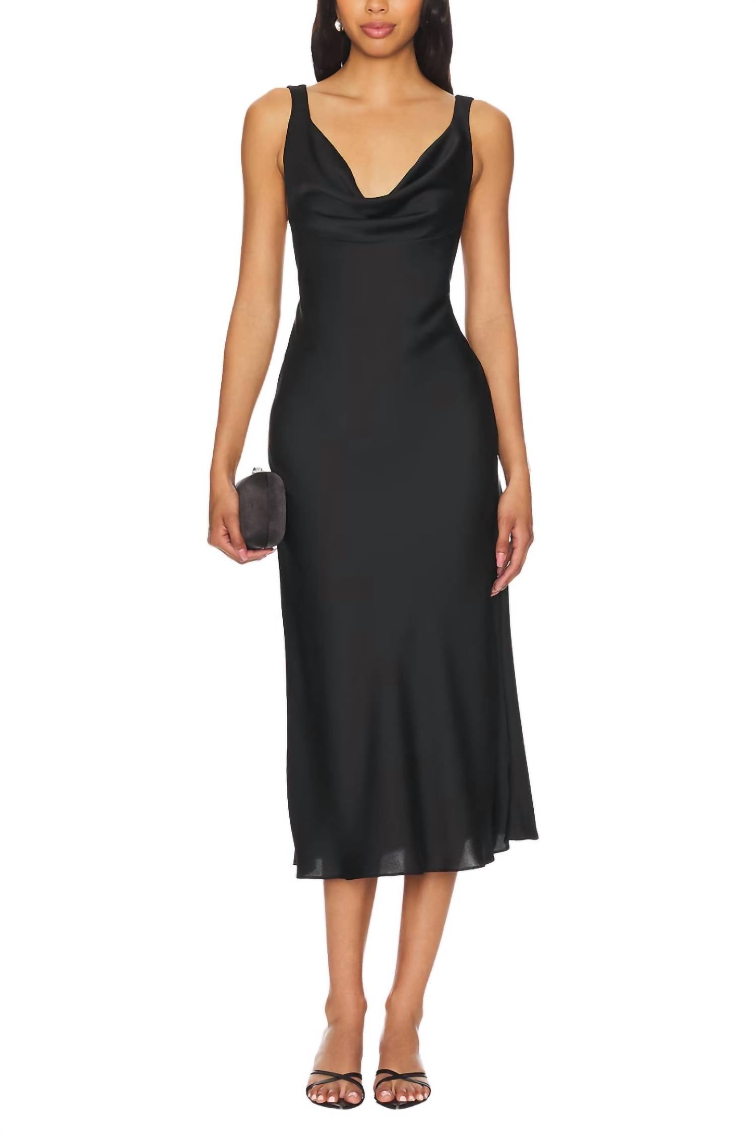 Katie May - Women's Draped Deep Front And Back Neckline Heidi Midi Dress