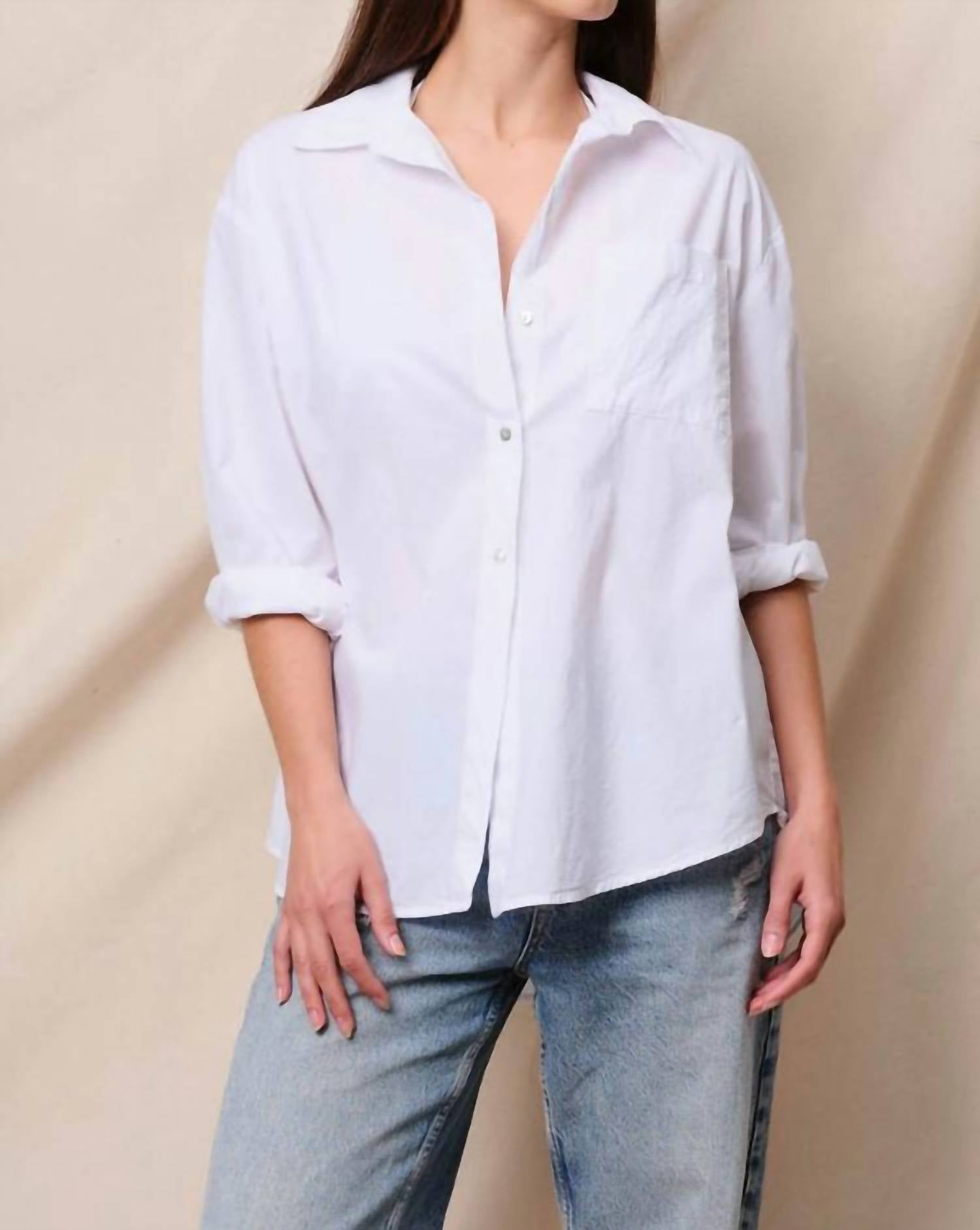 Sundry Sur La Mer Oversized Shirt in optic white - women's shirt