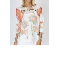 Look Mode Usa - Parrot Print Batwing Sweater