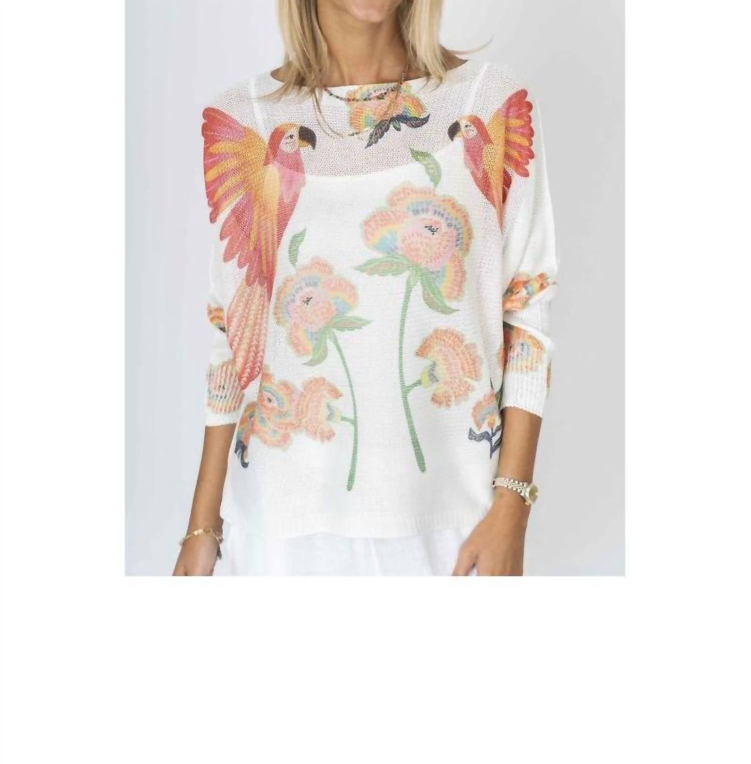 Look Mode Usa - Parrot Print Batwing Sweater