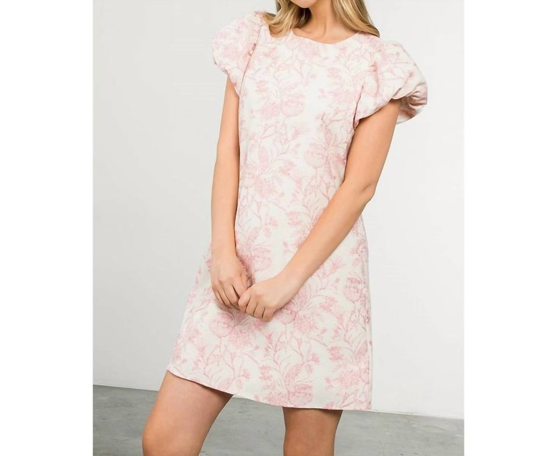 THML Remi Short Sleeve Mini Dress in pink - women's dress - alternate view
