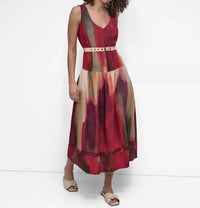 DKNY Abstract-print Midi Dress in red - women's dress