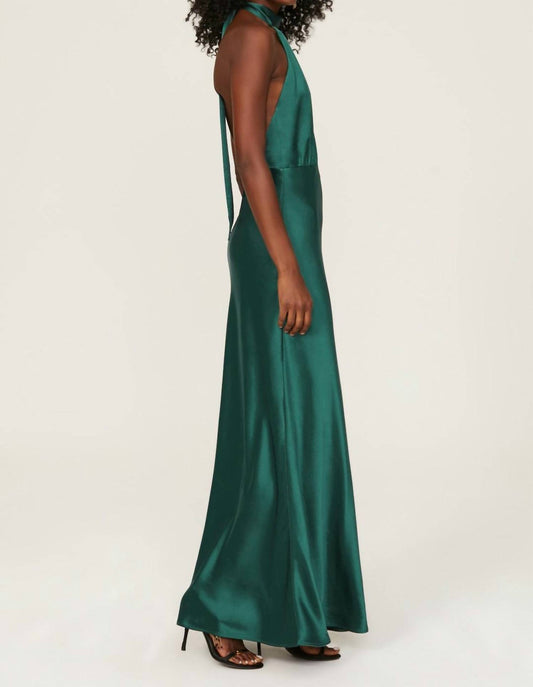 Something Navy - Silky Halter Cutout Gown