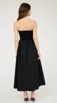 The Workshop Studio - Strapless Twist Front Mixed Media Midi Dress