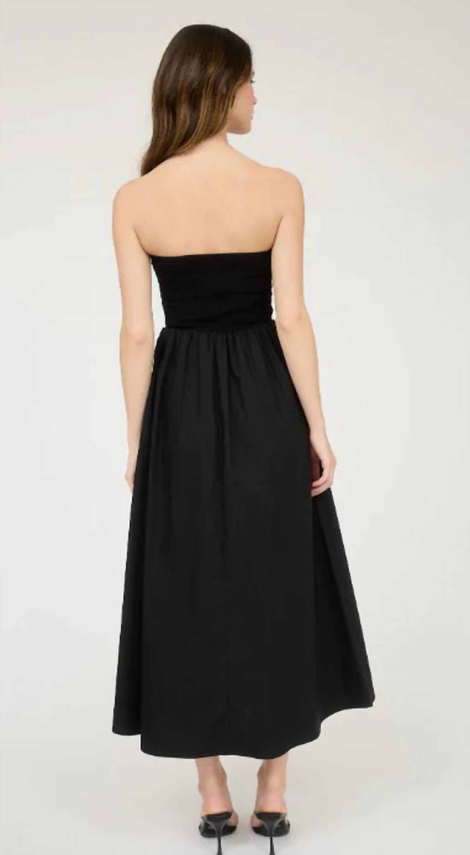 The Workshop Studio - Strapless Twist Front Mixed Media Midi Dress