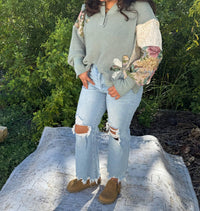 Davi & Dani - Waffle Knit Patchwork Hoodie