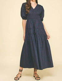 PINCH Smocking Detail Maxi Dress in ink - women's dress