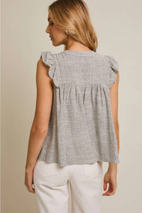 Gilli - Round Neck Ruffle Sleeve Top