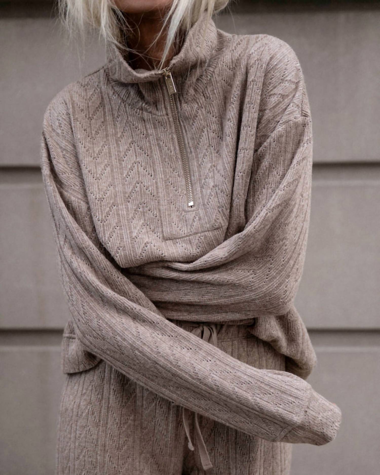 Splendid Sweatersoft Quarter Zip Sweater in light cedar heather - women's sweater - view 7