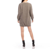 Karen Kane Tammy Zipper Detail Dress in heathered taupe - women's dress - detail view