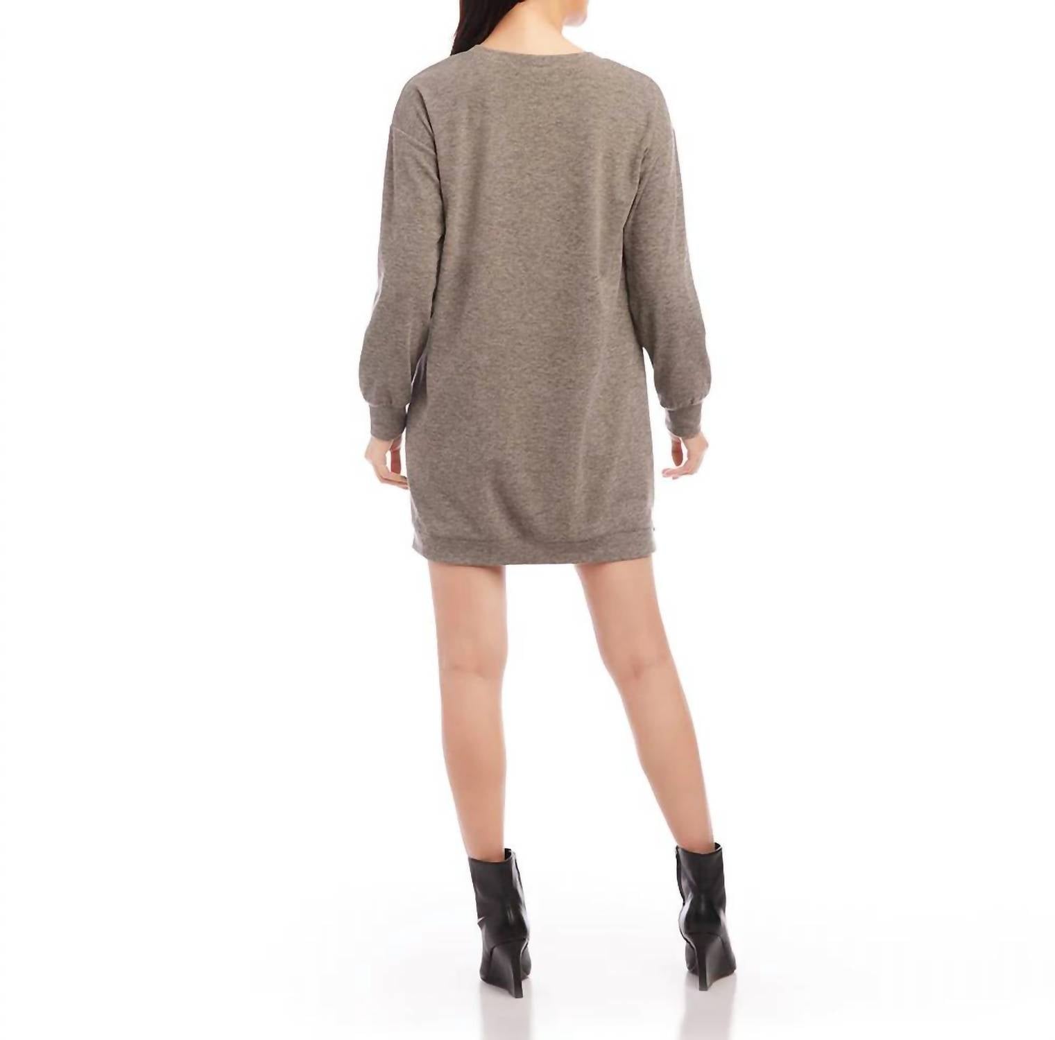 Karen Kane Tammy Zipper Detail Dress in heathered taupe - women's dress - detail view