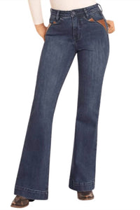 Rock & Roll Denim High Rise Trouser Jean in dark wash - women's pants