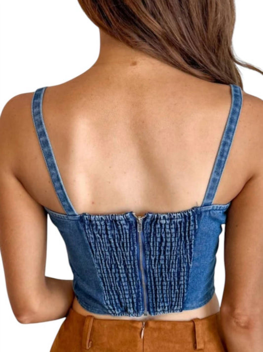 Blue Blush - Fitted And Fierce Denim Top