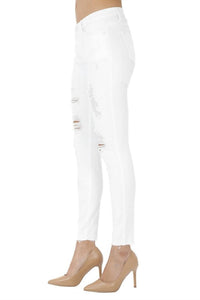 Judy Blue Destroyed Skinny Jean in white - women's jeans - alternate view