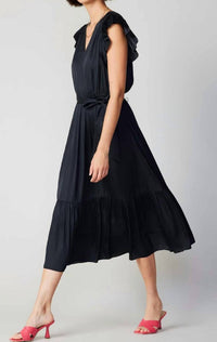 Current Air - Fluttered Sleeve V Neck Maxi Dress
