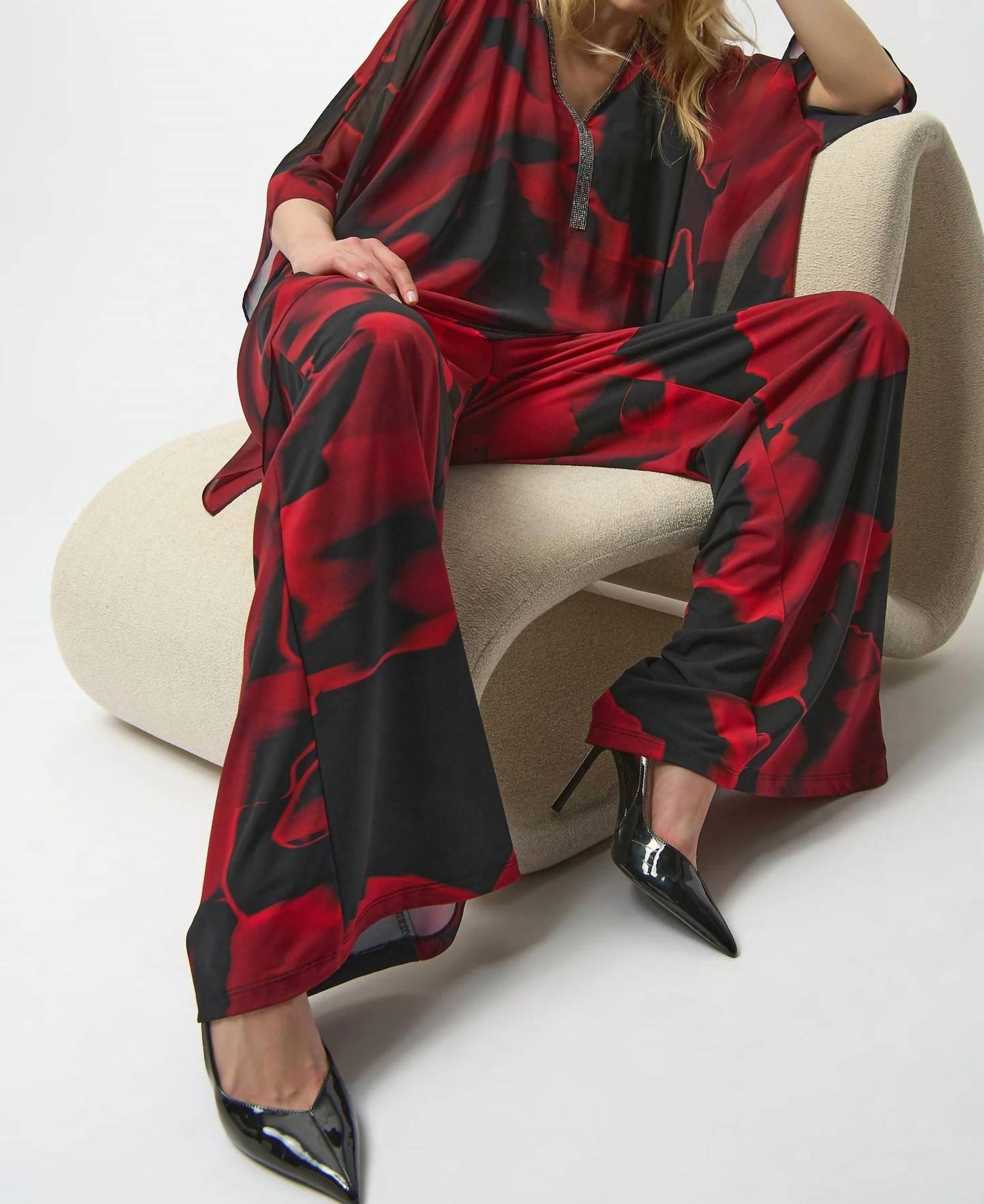 Joseph Ribkoff - ABSTRACT FLORAL PRINT WIDE LEG TROUSER