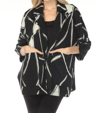 Joseph Ribkoff Abstract Jacquard Boxy Jacket in black off white 1 - women's jacket