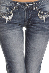 Bus Stop - Naughty Denim with Skull Pockets