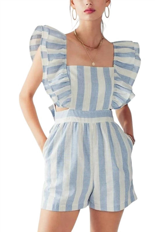 Urban Daizy - Hailee Ruffle Striped Romper