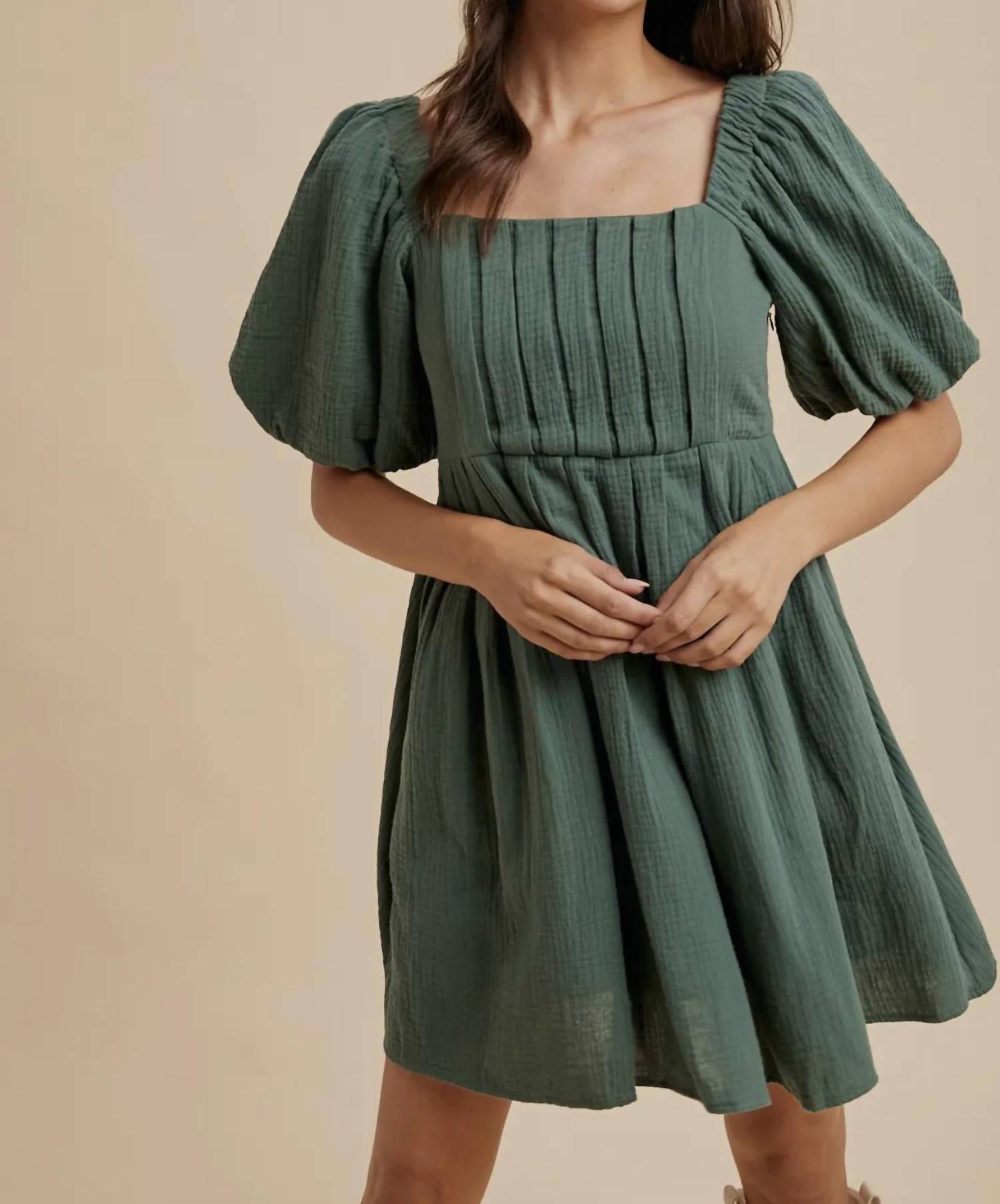 In-Loom - Cotton Box Pleat Mini Dress