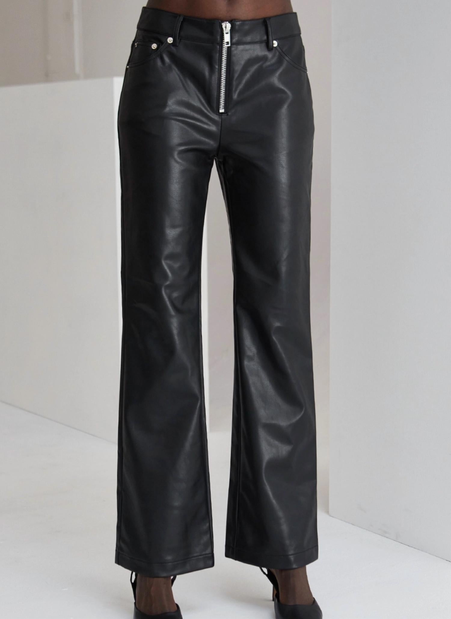 Crescent - Vegan Leather Straight Leg Moto Pants