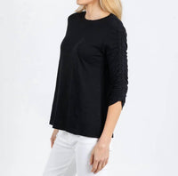 Elliott Lauren - Crissy Crew Neck Ruched Sleeve Tee
