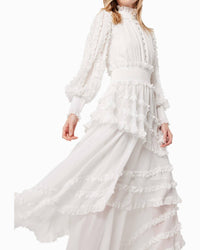 ELLIATT Maelis Long Sheer Balloon Sleeves Gown in ivory - women's dress - alternate view