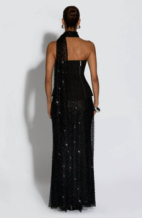 Babyboo Allaire Sequin Mesh Maxi Skirt in black - women's skirt - alternate view