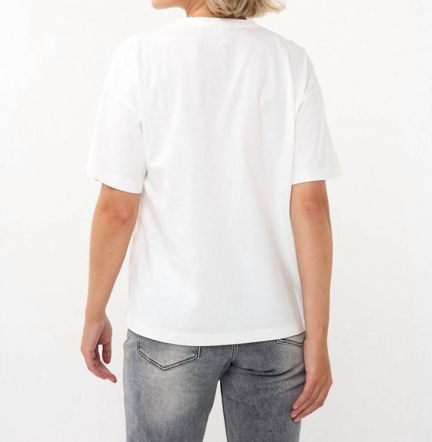 ESQUALO T-shirt Crystal Studio Top in off white - women's t-shirt - detail view