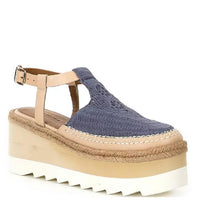 Free People Women's Morning Crochet Platform Wedge Espadrilles in mykonos blue - women's shoe
