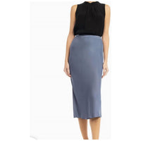 naked zebra Satin Midi Skirt in midnight blue - women's skirt
