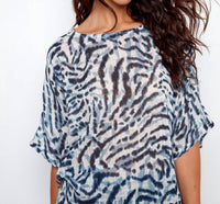 CHARLIE B Printed Dolman Cotton Blend Blouse in zebra - women's blouse - view 4